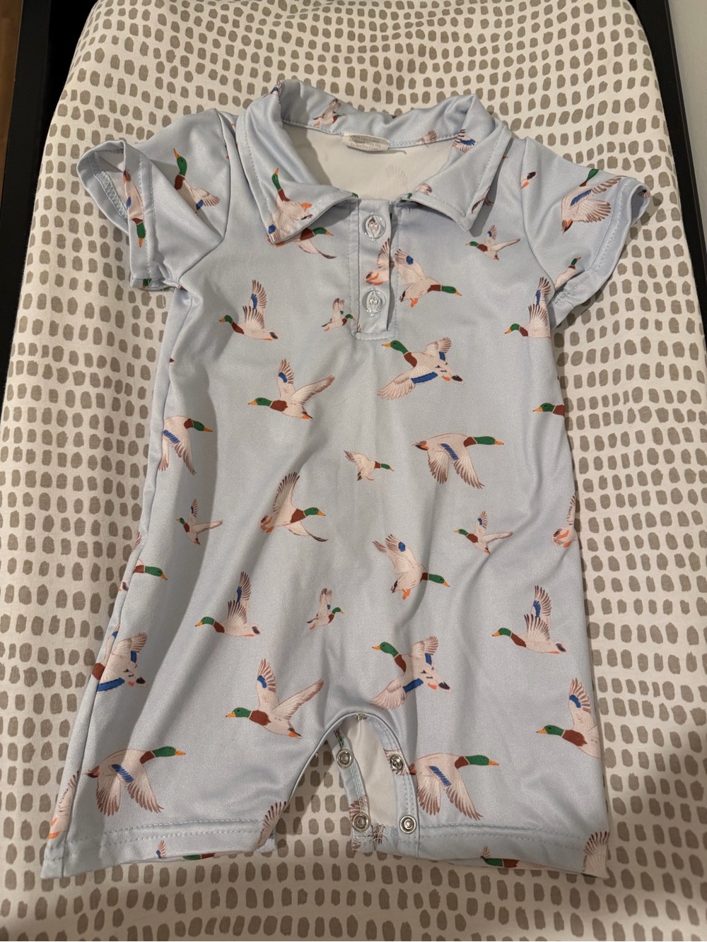 Light Blue Duck-Print Baby One-Piece Bodysuit